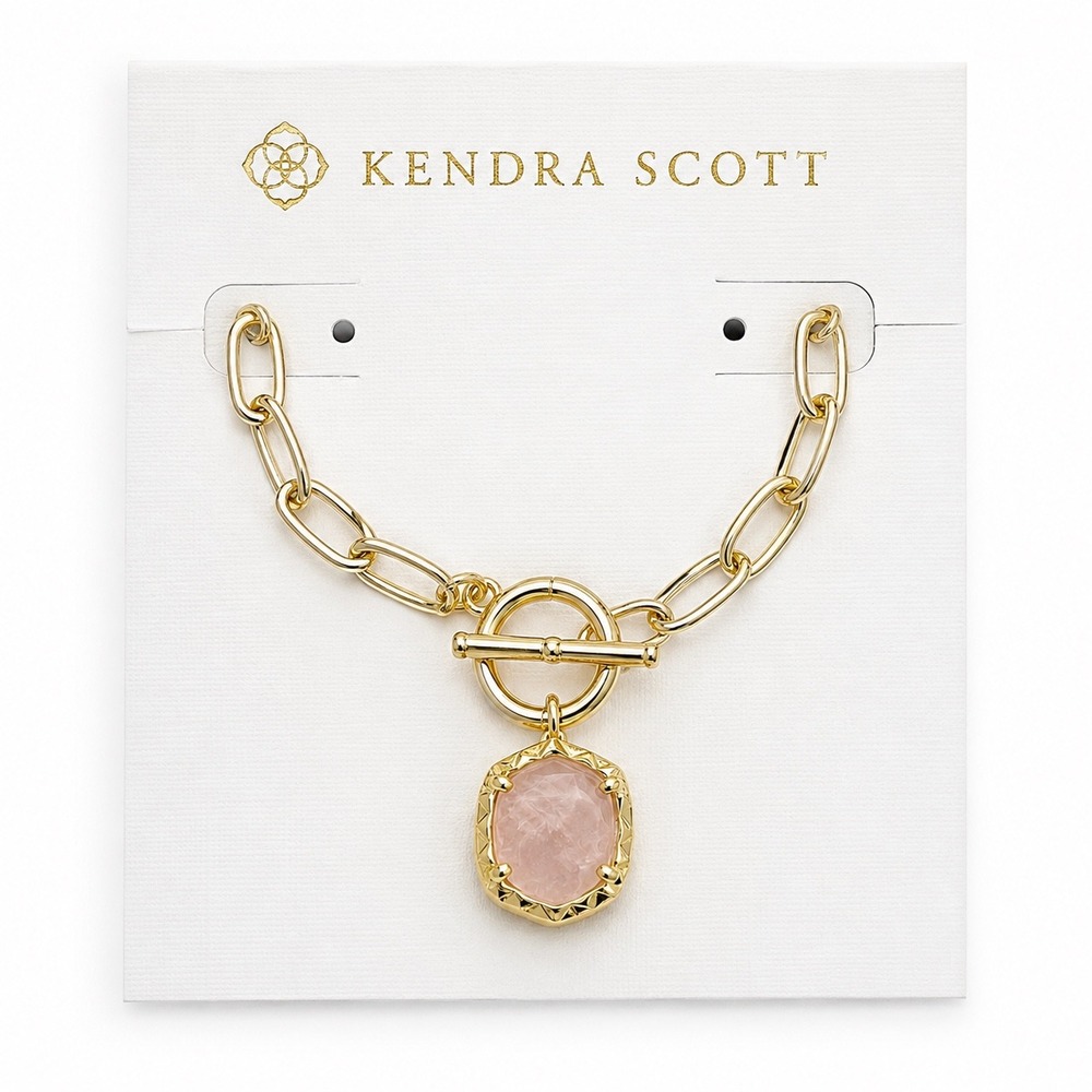 NWT Kendra Scott Daphne Gold Link & Chain Bracelet in Azalea Illusion / dustbag